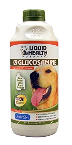 Product Cover Liquid Health K-9 Glucosamine with OptiMSM, Hip and Joint Formula, 32-Ounce Unit
