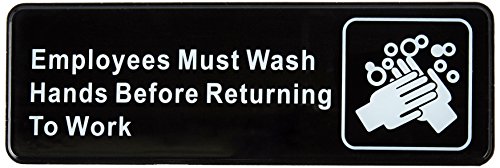 Product Cover Winco SGN-322 Sign, 3-Inch by 9-Inch, Employee Must Wash Hand
