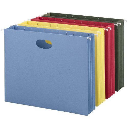 Product Cover Smead Hanging Pocket File Folders with Full Height Gusset, Letter Size (8.5 x 11), Assorted, 4 per Pack (64291)
