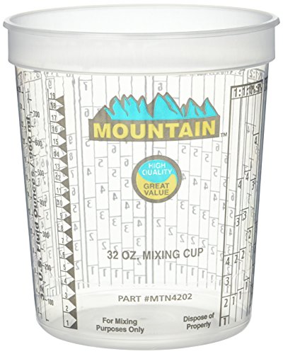 Product Cover MOUNTAIN MTN4202 Disposable Quart Mixing Cup (100 per case), Solvent Resistant, Graduated Paint Mixing Cups