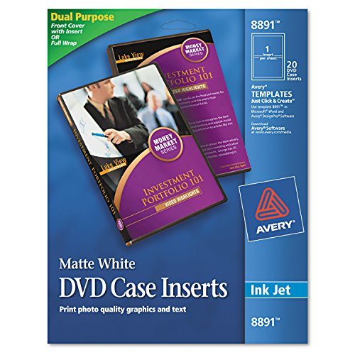 Product Cover Avery 8891 Inkjet DVD Case Inserts, Matte White (Pack of 20)