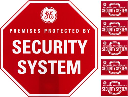 Product Cover GE SmartHome Security Sign with Yard Stake and Window Decals, Home Protection Warning, Premises Protected by Security System, 45400