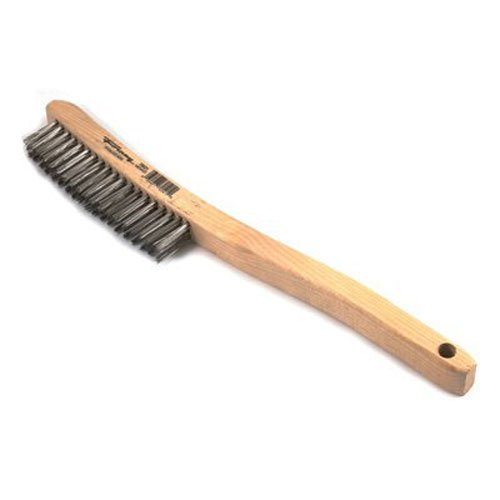 Product Cover Forney 70521 Wire Scratch Brush, Stainless Steel with Curved Wood Handle, 13-3/4-Inch-by-.013-Inch