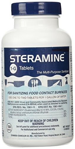 Product Cover Steramine 831966 1 X Quaternary Tablets-150 Sanitizer Tablets per, 1 Bottle, Blue