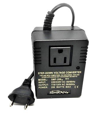 Product Cover Simran SMF-200 Deluxe 200 Watts Step Down Voltage Converter for International Travel to AC 220V/240V Countries, Ideal for Laptops, Cameras, iPhones, BlackBerry, iPods etc