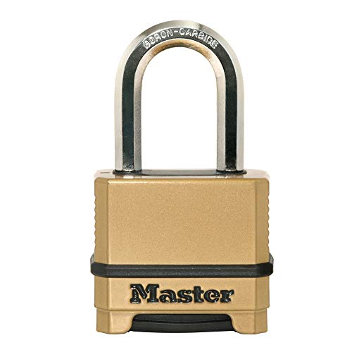 Product Cover Master Lock M175XDLF Heavy Duty Outdoor Combination Lock, 1-1/2 in. Shackle, Brass Finish