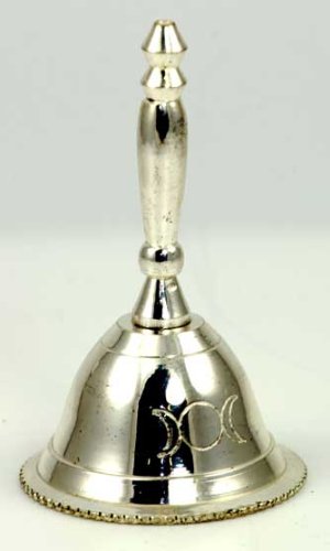 Product Cover Silver Altar Bell with Triple Moon Design