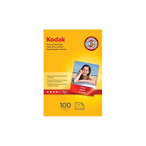 Product Cover Kodak Premium Photo Paper for Inkjet Printers, Gloss Finish, 8.5 mil Thickness, 100 Sheets, 4