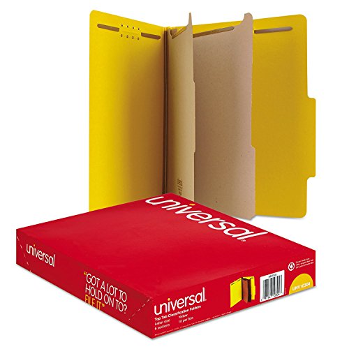 Product Cover Universal Pressboard Classification Folders, Letter, Six-Section, Yellow, 10/Box (10304)