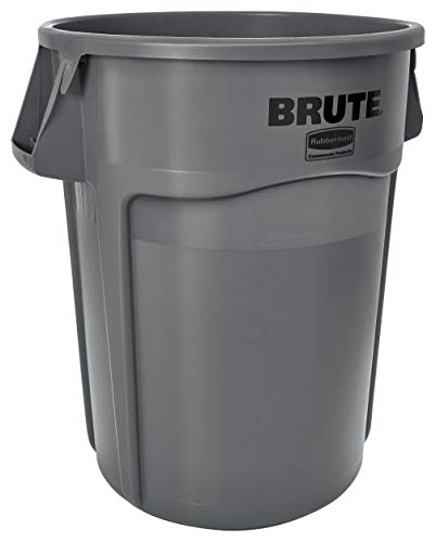 Product Cover Rubbermaid Commercial Products Fg264360Gray Brute Heavy-Duty Round Trash/Garbage Can, 44-Gallon, Gray