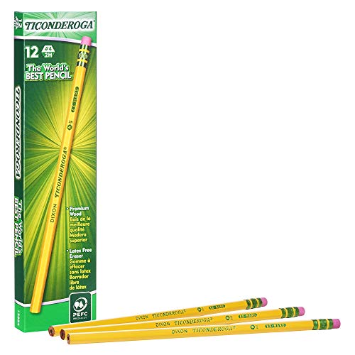 Product Cover Ticonderoga Pencils, Wood-Cased Graphite #4 2H Extra Hard, Yellow, 12-Pack (13884)