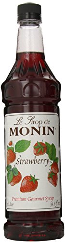 Product Cover Monin Flavored Syrup, Strawberry, 33.8-Ounce Plastic Bottles (Pack of 4)