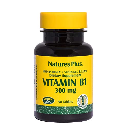 Product Cover NaturesPlus Vitamin B1 (Thiamin HCI), Sustained Release - 300 mg, 90 Vegetarian Tablets - Natural Energy Boost, Helps Metabolize Carbohydrates - Gluten-Free - 90 Servings