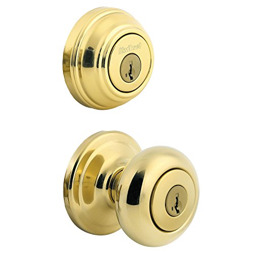 Product Cover Kwikset 991 Juno Entry Knob and Single Cylinder Deadbolt Combo Pack featuring SmartKey in Polished Brass