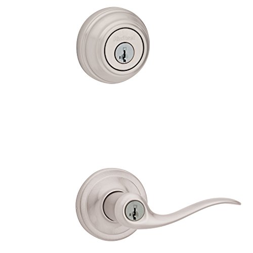 Product Cover Kwikset 99910-040 991TNL 15 SMT CP K4 Level 991 Tustin Entry Lever and Single Cylinder Deadbolt Combo Pack Featuring SmartKey in Satin Nickel