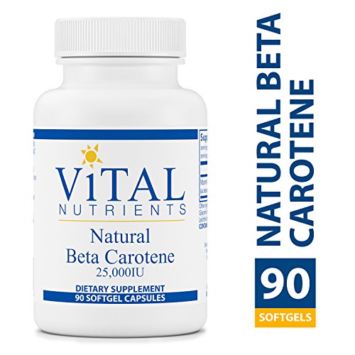 Product Cover Vital Nutrients - Natural Beta Carotene 25,000 IU - Precursor to Vitamin A - Antioxidant - Vision, Skin, & Reproductive Health Support - 90 Softgel Capsules per Bottle