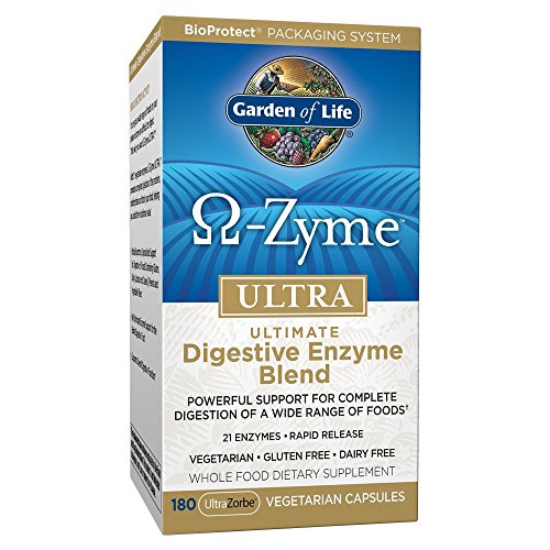 Product Cover Garden of Life Vegetarian Digestive Supplement - Omega Zyme Ultra Enzyme Blend for Digestion, Bloating, Gas, and IBS, 180 Capsules