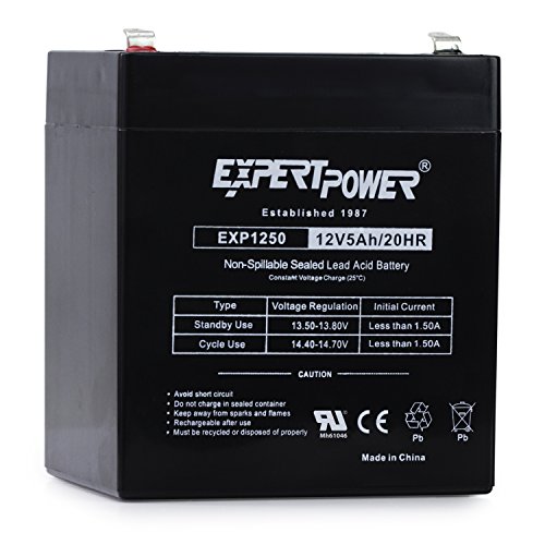 Product Cover EXP1250 12V 5Ah Home Alarm Battery with F1 Terminals // Chamberlain / LiftMaster / Craftsman 4228 Replacement Battery for Battery Backup Equipped Garage Door Openers