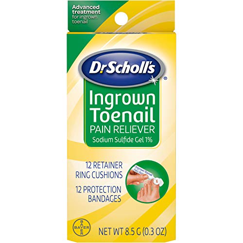 Product Cover Dr. Scholl's Ingrown Toenail Pain Reliever, 0.3oz // Medicated Gel Softens Nails for Easy Trimming and Foam Ring and Bandage Protect the Affected Area