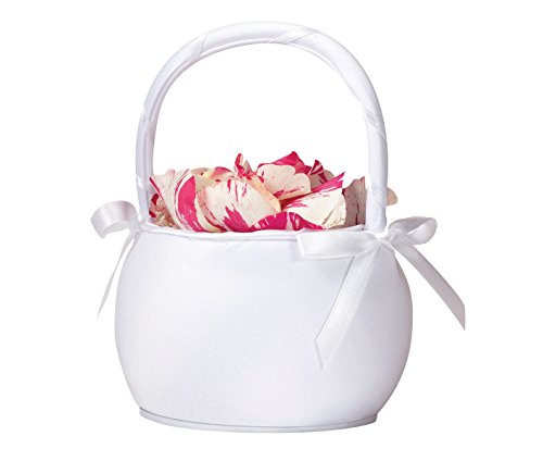 Product Cover Lillian Rose Round White Satin Flower Girl Basket