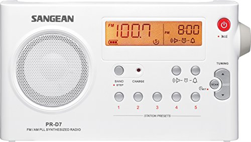 Product Cover Sangean PR-D7 AM/FM Digital Rechargeable Portable Radio - White
