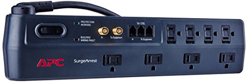 Product Cover APC 8-Outlet Surge Protector 2770 Joules with Telephone, Dsl and Coaxial Protection, SurgeArrest