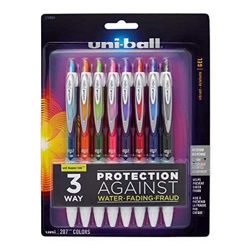 Product Cover uni-ball Signo Gel 207 Roller Ball Retractable Gel Pen, Assorted Ink, Medium, 8 per Set by Uni-ball