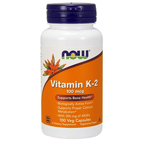 Product Cover NOW Supplements, Vitamin K-2 100 mcg, Menaquinone-4 (MK-4), Supports Bone Health*, 100 Veg Capsules