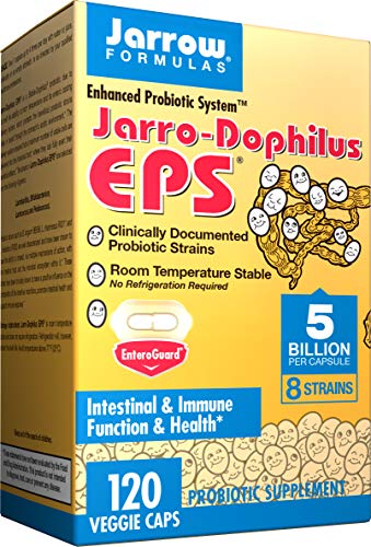 Product Cover Jarrow Formulas Jarro-Dophilus EPS, 5 Billion Cells Per Capsule, Supports Intestinal Function and Health, 120 Veggie Capsules