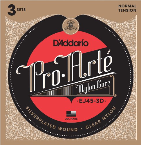 Product Cover D'Addario EJ45-3D Pro-Arte Nylon Classical Guitar Strings, Normal Tension, 3 Sets
