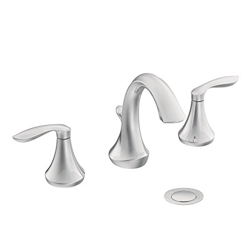 Product Cover Moen T6420 EVA Two-Handle High-Arc 8-Inch Widespread Bathroom Faucet, Valve Required, Chrome