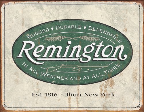 Product Cover Poster Discount (13x16) Remington Guns Rifles Hunting In All Weather Logo Distressed Retro Vintage Tin Sign, 16x12