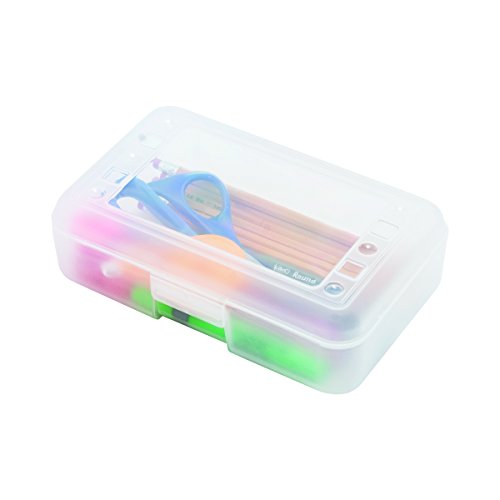 Product Cover ADVANTUS Polypropylene Pencil Box with Lid, 8.5 x 5.5 x 2.5 Inches, Clear (34104)