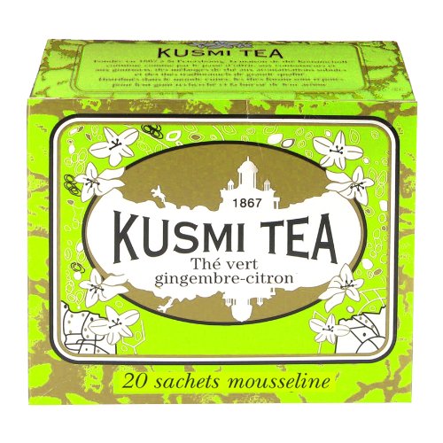 Product Cover Kusmi Tea - Ginger Lemon Green Tea - Refreshing Green Tea Blend flavored with Lemon Scent and Ginger - All Natural, Premium Loose Leaf Green Tea in 20 Eco-Friendly Muslin Tea Bags (20 Servings)