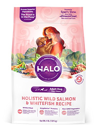 Product Cover Halo Natural Dry Dog Food, Wild Salmon & Whitefish Recipe, 4-Pound Bag