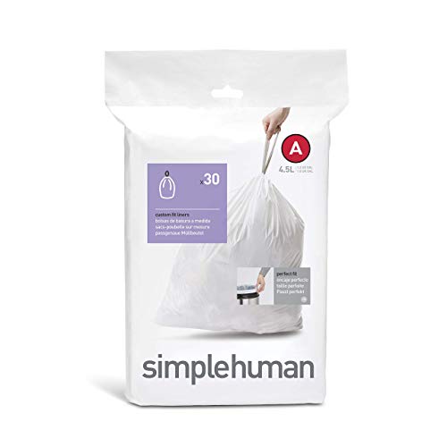 Product Cover simplehuman code A custom fit liners, (30 liners), 4.5 L/1.2 gallon, White