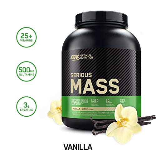 Product Cover OPTIMUM NUTRITION Serious Mass High Calorie Weight Gain/Muscle Gain Protein Powder, Vanilla - 6 Pound