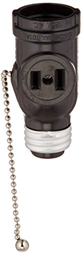 Product Cover Leviton 1406 660 Watt, 125 Volt Two Outlet with Pull Chain Socket Adapter (Black)