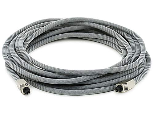 Product Cover Monoprice 102766 Premium S/PDIF (Toslink) Digital Optical Audio Cable - Silver - 25ft | Heavy Duty Mesh Jacket, Metal Connector Heads, For Play Station, Xbox one, Home theater & More,Black