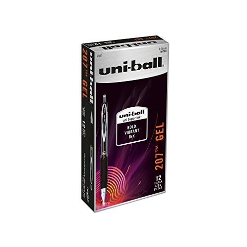Product Cover uni-ball 207 Retractable Gel Pens, Micro Point, Black, Box of 12