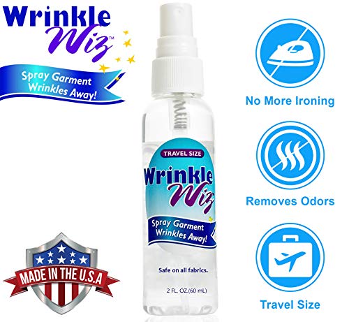 Product Cover Lewis N. Clark Wrinkle Wiz: No Wrinkle Release Spray - Easy Iron Spray Starch + Static Cling Odor Eliminator for Clothes, TSA Approved - 2oz Spray Bottle