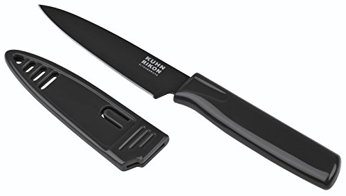 Product Cover Kuhn Rikon COLORI Non-Stick Straight Paring Knife with Safety Sheath, 19.5 cm/7.77 inch, Black