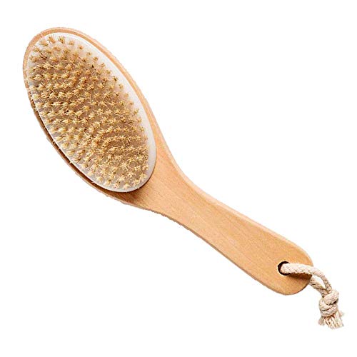 Product Cover 100% Natural Boar Bristle Body Brush with Contoured Wooden Handle