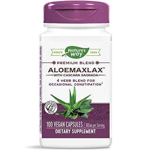 Product Cover Nature's Way AloeMaxLax with Cascara Sagrada for Occasional Constipation, 4 Herb Blend, 100 Capsules