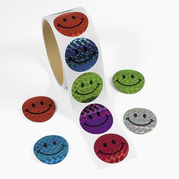 Product Cover Fun Express 100 Holographic Smile Face Stickers