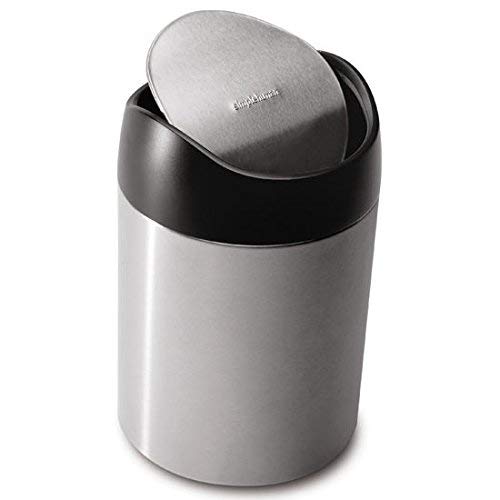 Product Cover simplehuman Countertop Trash Can, Brushed Stainless Steel, 1.5 L / 0.40 Gal