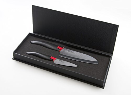 Product Cover Kyocera Revolution Series Paring and Santoku Knife Set, Black Blade