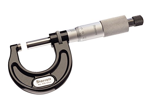 Product Cover Starrett 436.1XRL-1 Outside Micrometer, Ratchet Stop, Lock Nut, Carbide Faces, 0-1