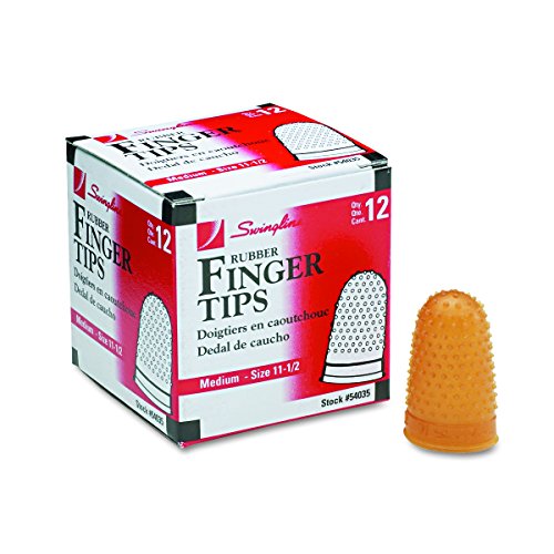 Product Cover Swingline Rubber Finger Tips, Size 11.5, Medium, 5/8-Inch Diameter, Amber, 12 Tips Per Box (S7054035)