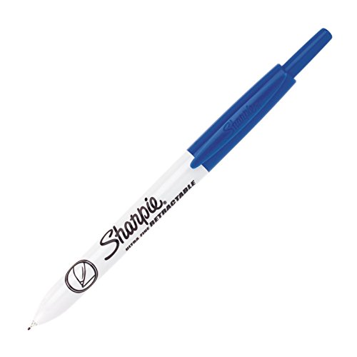 Product Cover Sharpie Retractable Permanent Markers, Ultra-Fine Point, Blue, Box of 12